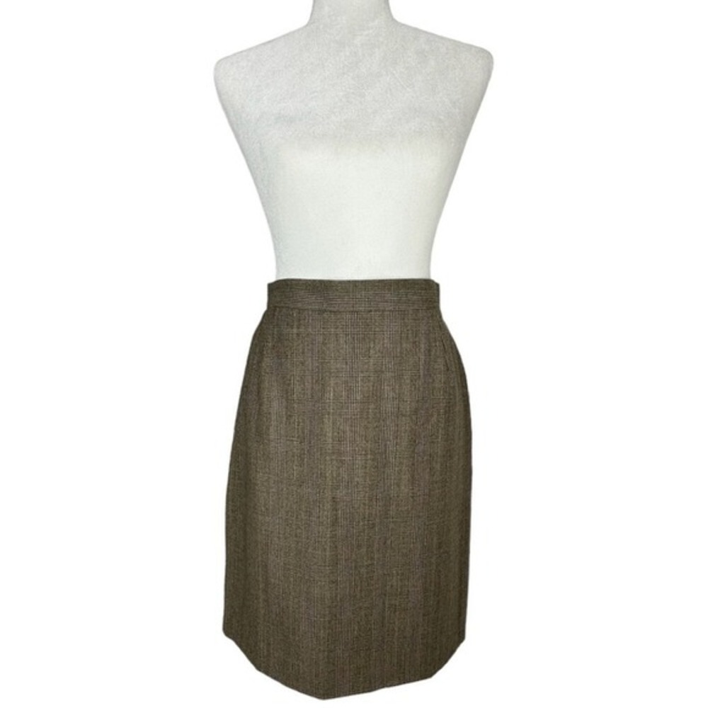 Dolce & Gabbana Brown Glen Plaid Wool Pencil Skirt High Waisted Made in Italy 42